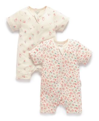 Girls' 2 Pack Short Sleeve Zip Romper Floral - Baby