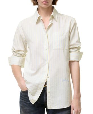  Classic Fit Striped Silk Cotton Shirt