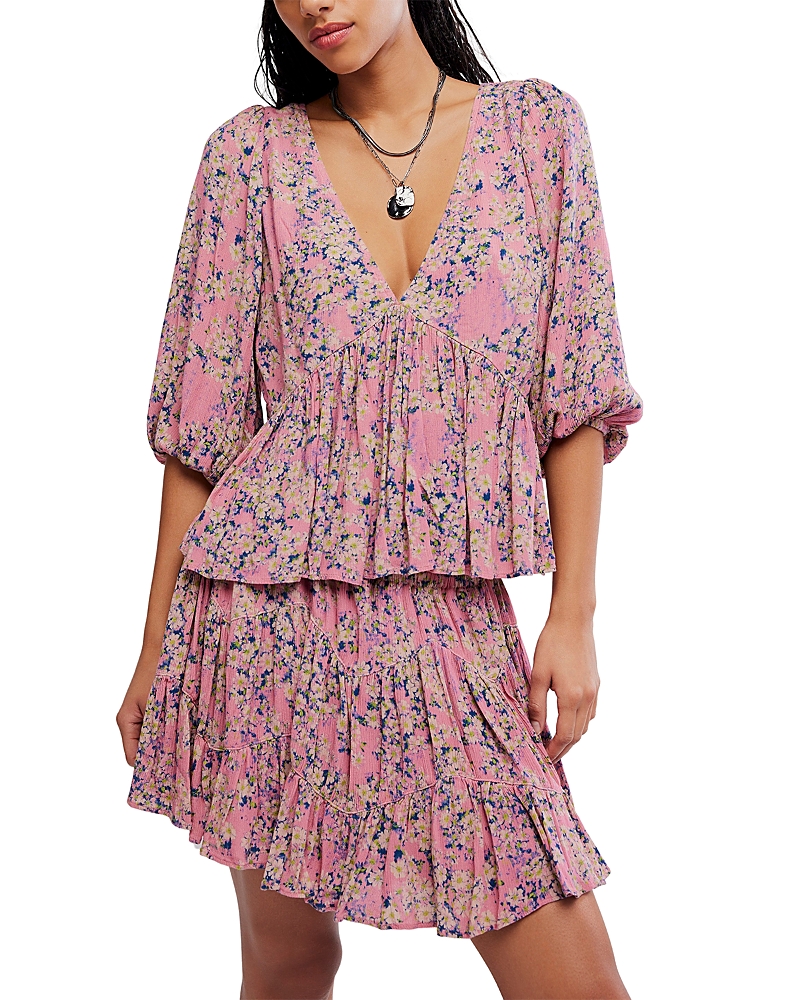 Free People Perishing Printed Top & Skirt Set
