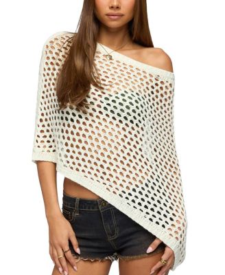Cloe Off Shoulder Crochet Poncho