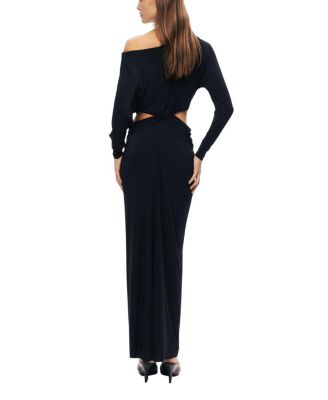 long sleeve open back dress maxi Sofia Open Back Satin Maxi Dress