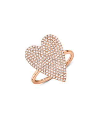 14K Gold Kate Diamond Pav&eacute; Heart Statement Ring. 0.56 tcw