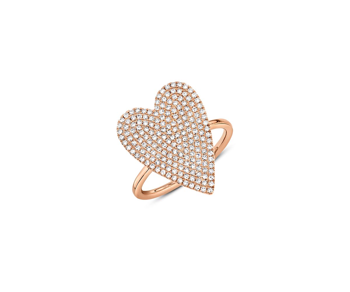 Shy Creation 14K Gold Kate Diamond Pave Heart Statement Ring, 0.56 tcw