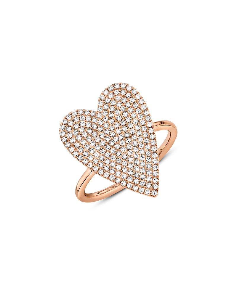 Shy Creation 14K Gold Kate Diamond Pave Heart Statement Ring, 0.56 tcw