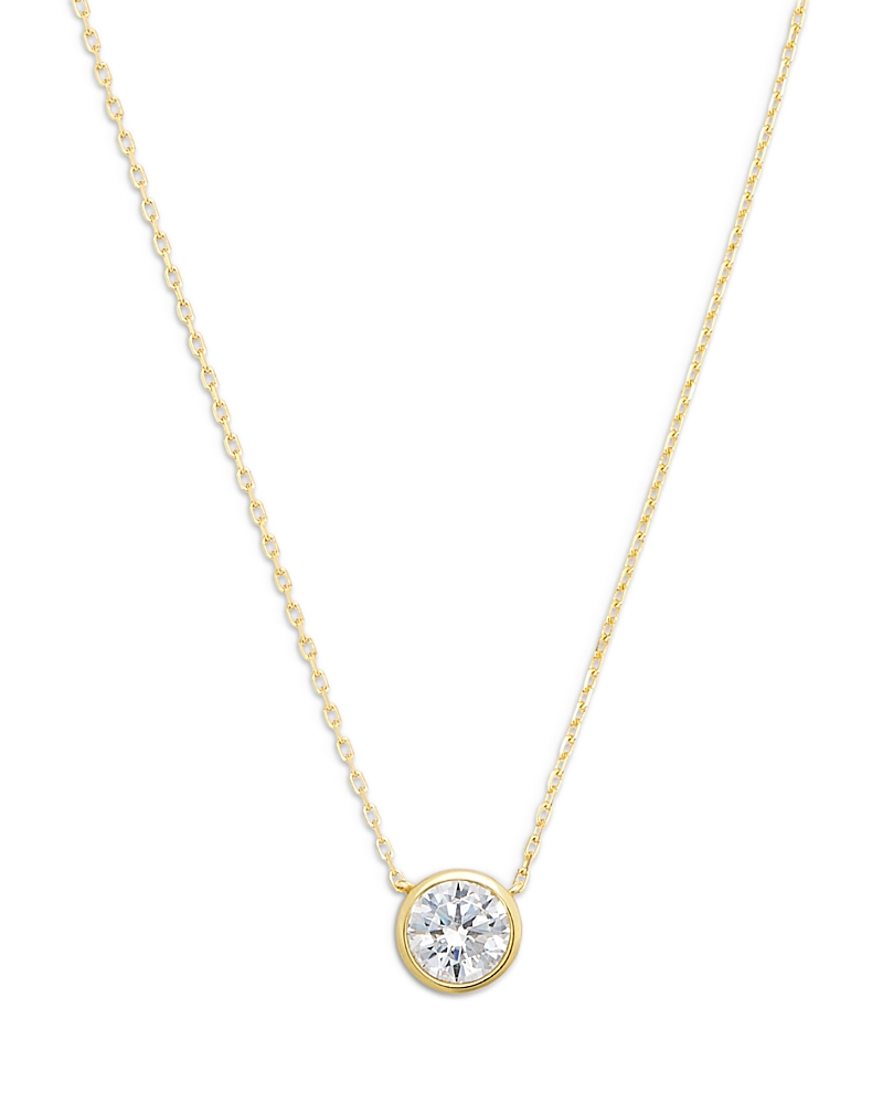 Aqua Bezel Pendant Necklace 13-15 - Exclusive