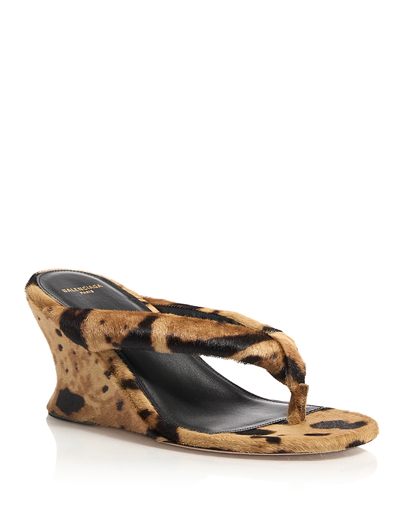 Balenciaga Women's Ocelot Print Wedge Sandals