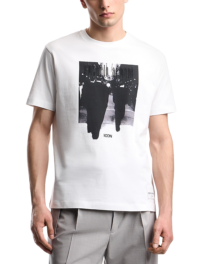 Emporio Armani Icon Cotton Jersey T Shirt with Retro Photographic Print