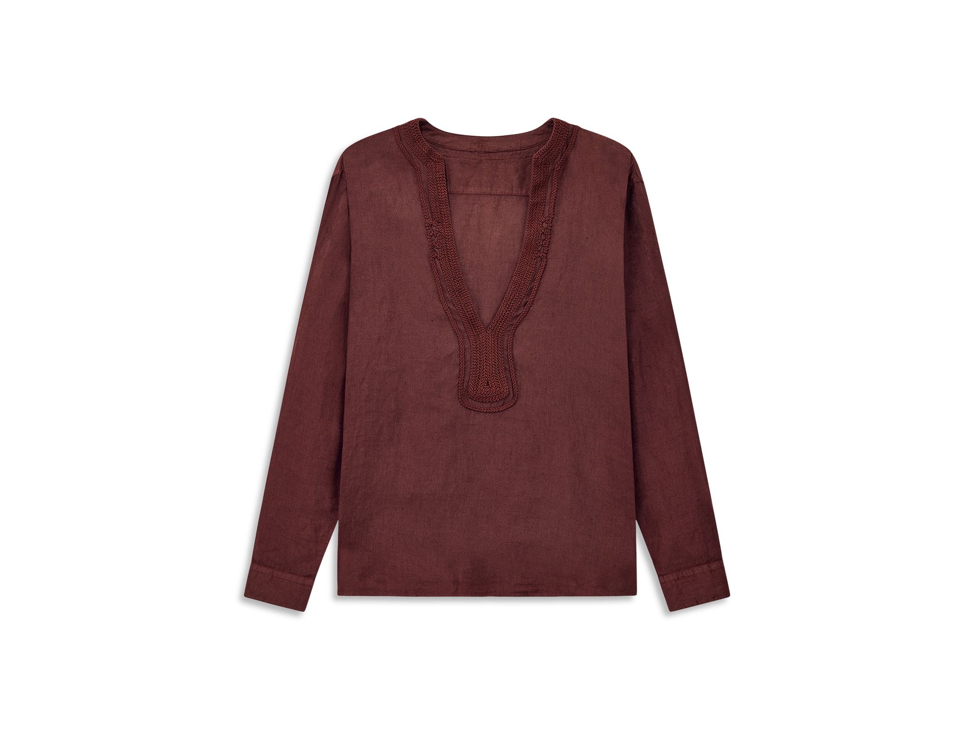 Garment Dyed Linen Deep V-Neck Shirt — Image 6