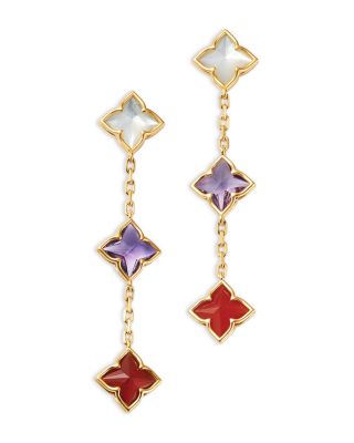 18K Yellow Gold Venetian Princess Multi Stone Dangle Earrings