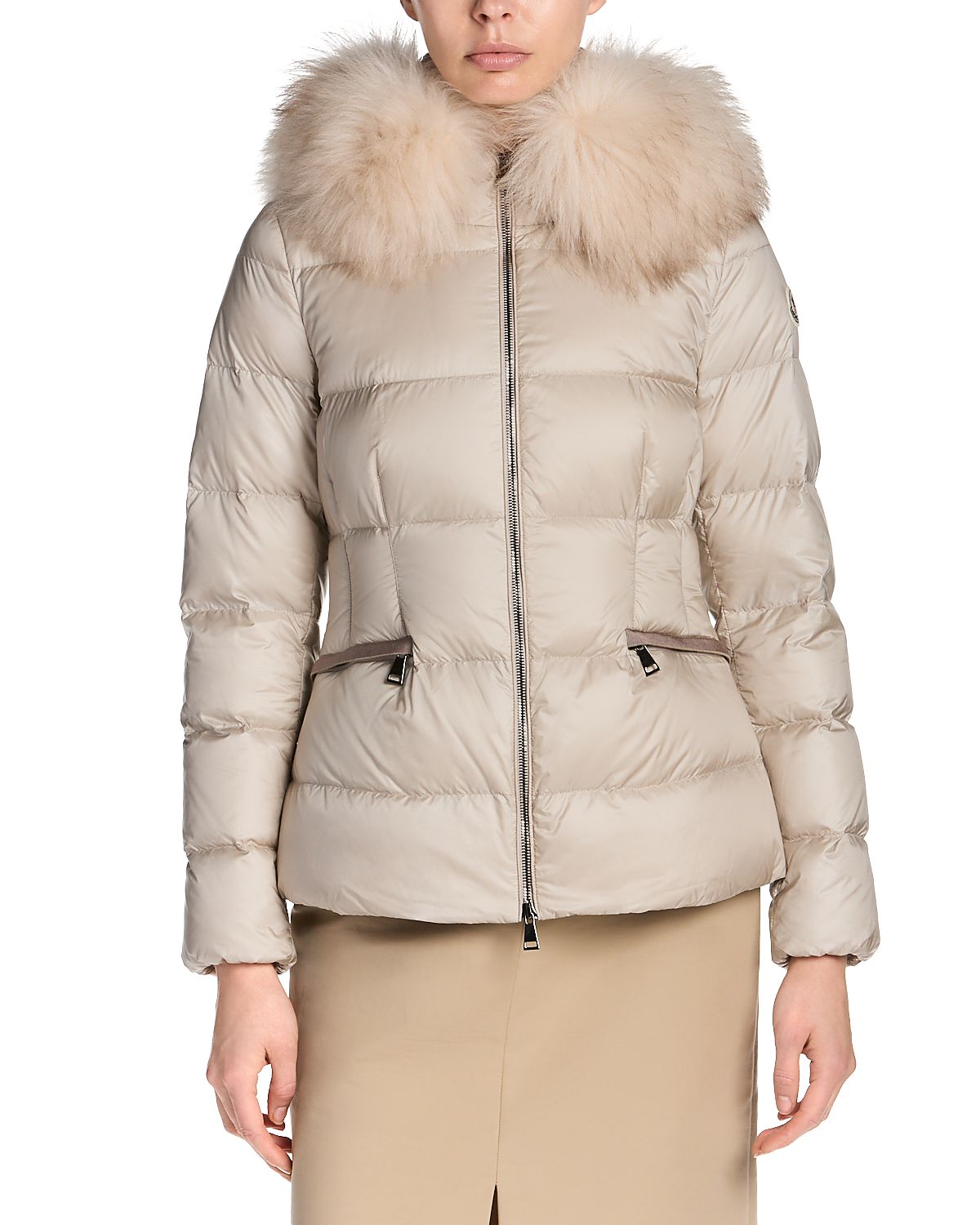 Moncler Boed Hooded Shearling-Trimmed Short Down Jacket