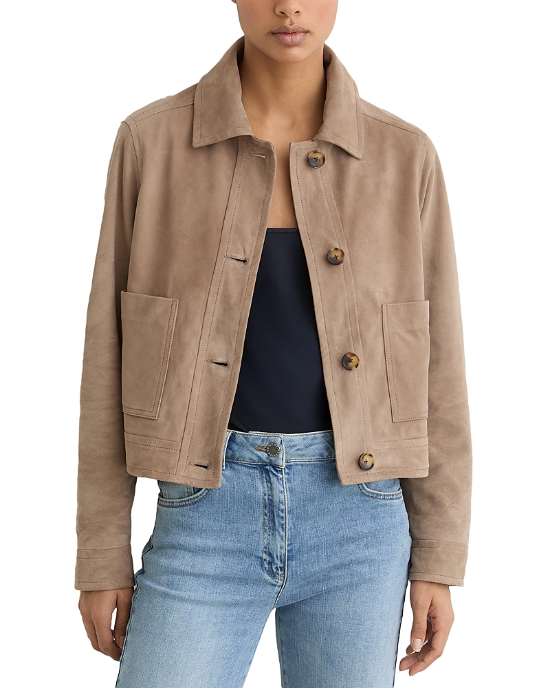 Reiss Petites Suede Trucker Jacket