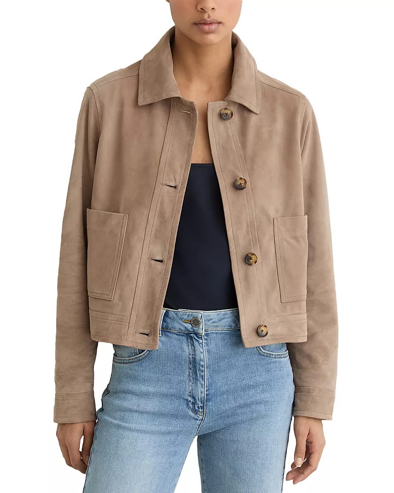 Reiss Petites Suede Trucker Jacket