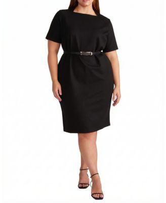 Women's Plus Size Envelope Neck Ponte Dress