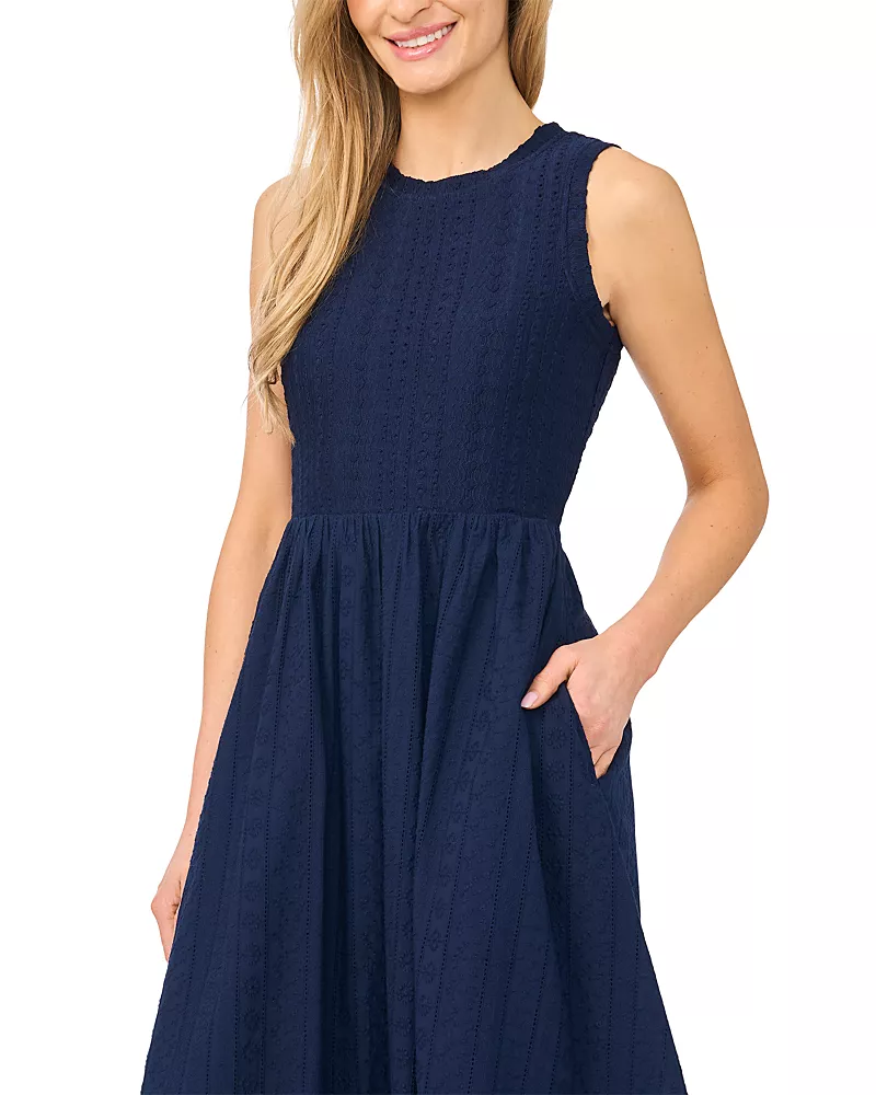 CeCe Sleeveless Textured Midi Dress