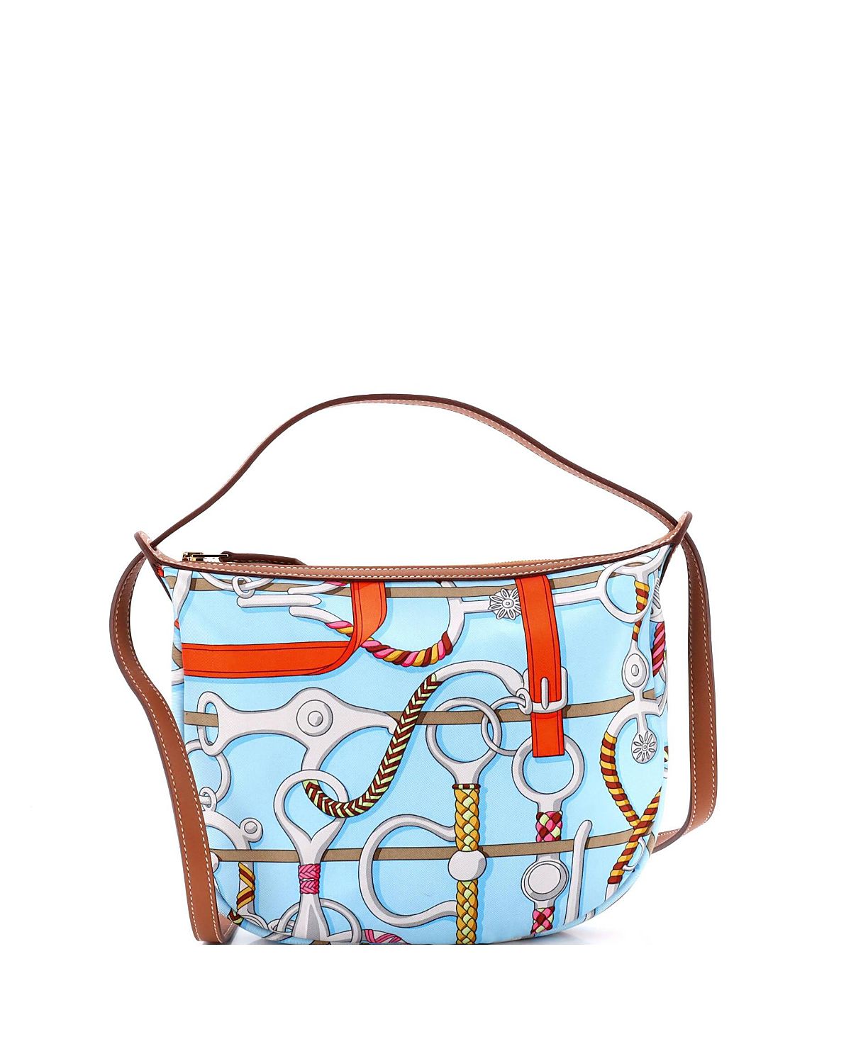 Pre-Owned HERMES Sursoie To Go Pouch Printed Silk and Leather