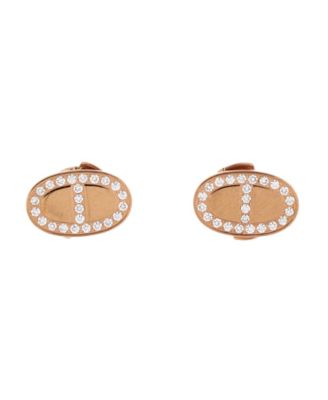  Chaine d'Ancre Contour Stud Earrings 18K Rose Gold and Diamonds