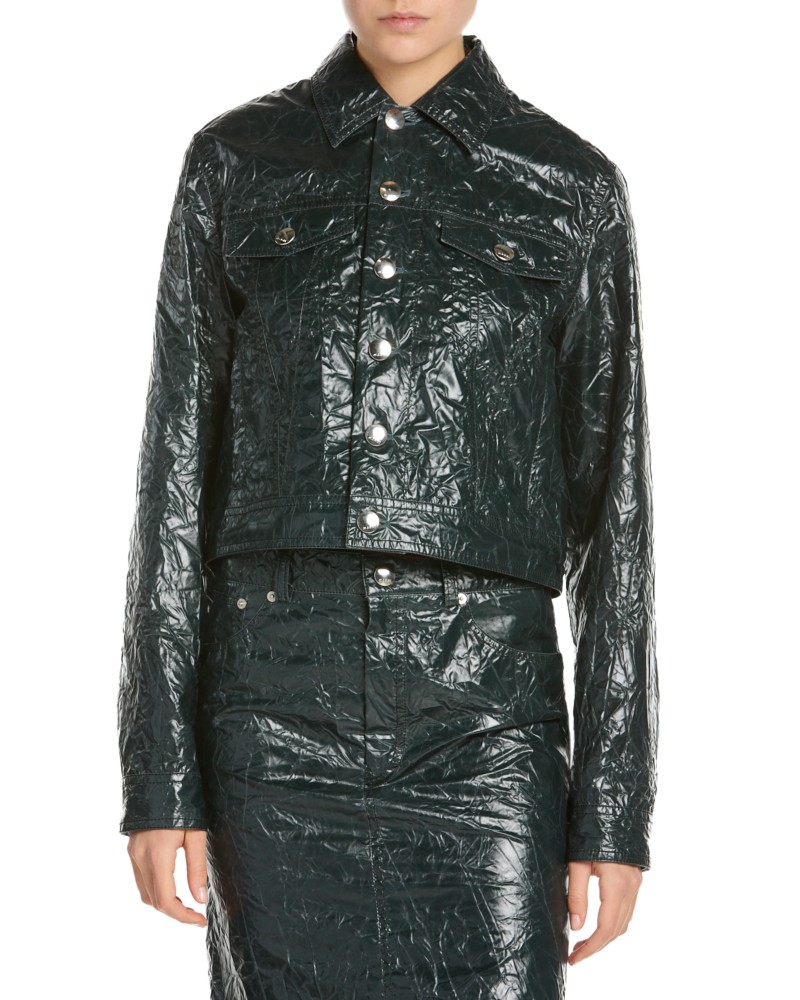 Marni Textured Faux Leather Jacket in Dark Petrol