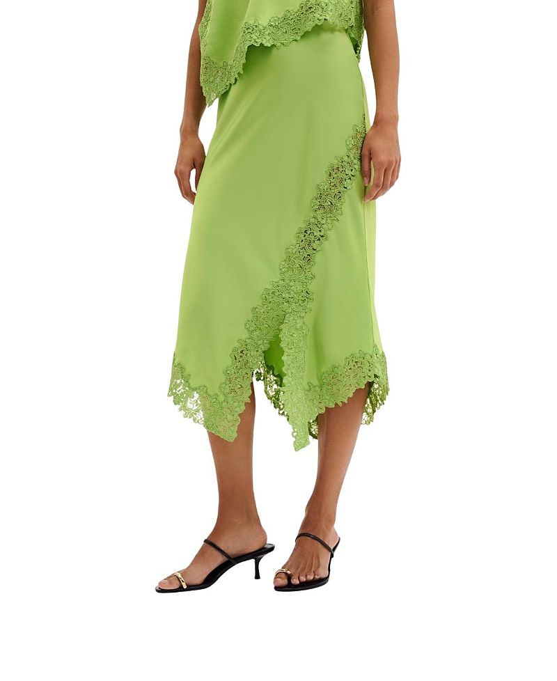 Malina Heylin Asymmetric Lace Hem Midi Skirt