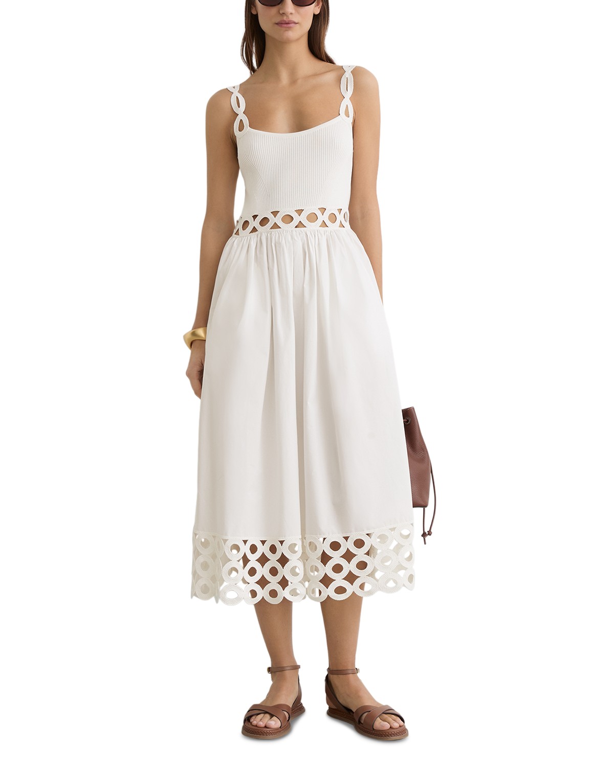 Reiss Rita Knit Woven Midi Dress