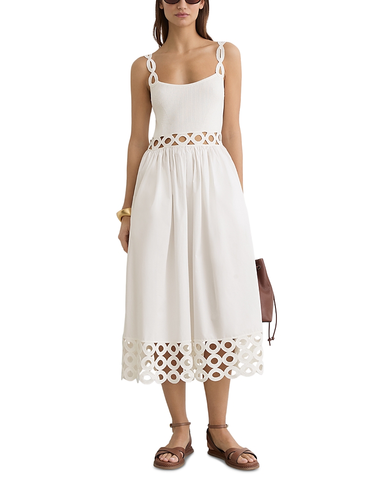 Reiss Rita Knit Woven Midi Dress