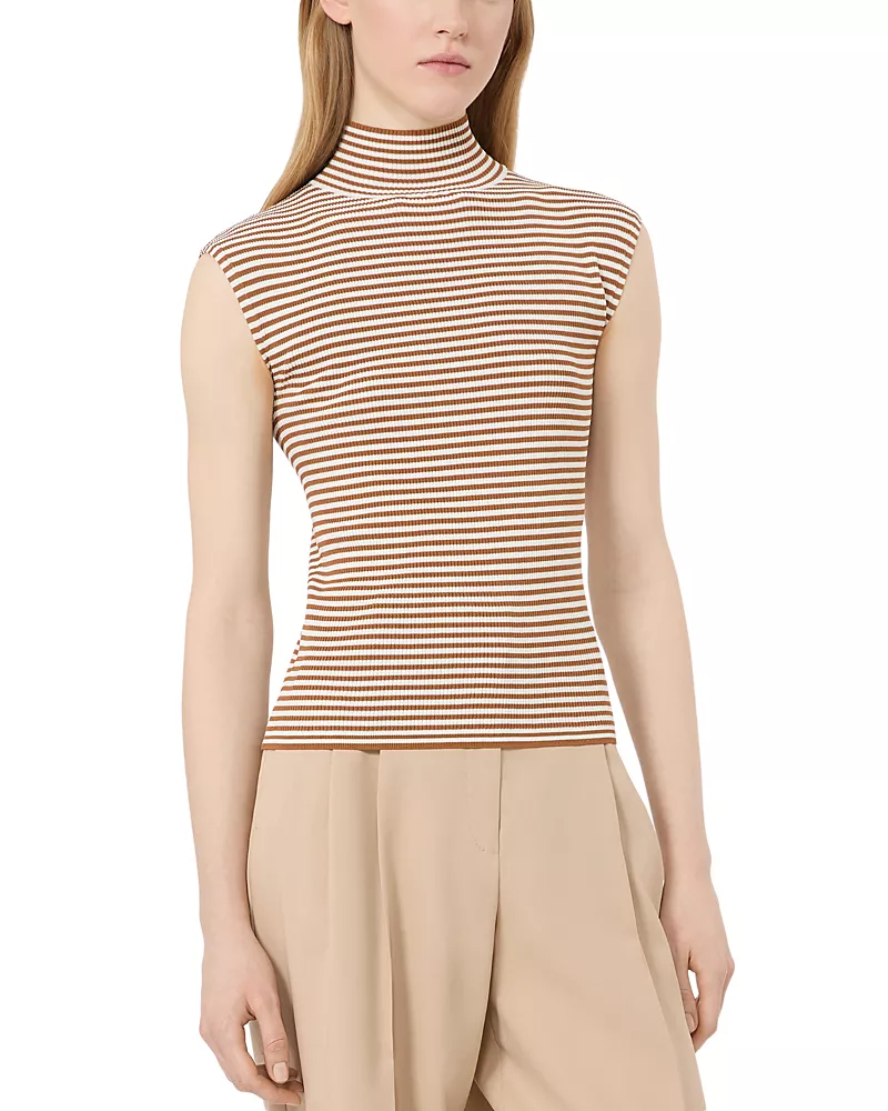 Max Mara Studio Mstepepato Ribbed High Neck Top