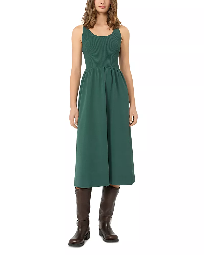 Weekend Max Mara Wkdcalibri Green Ribbed Midi Dress