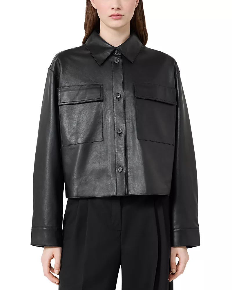 Weekend Max Mara Wkdpiovra Black Leather Jacket