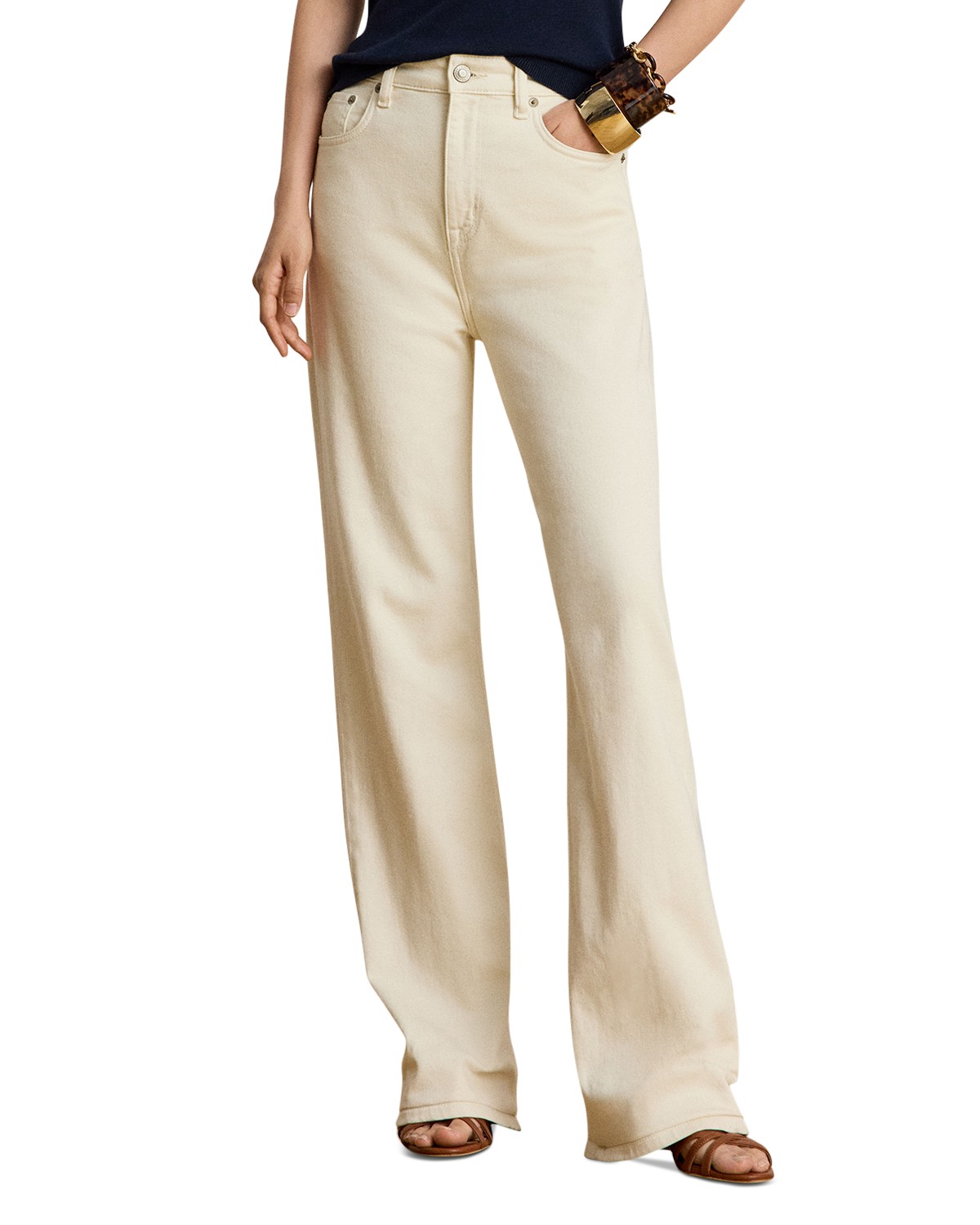 High Rise Straight Jeans in Cream