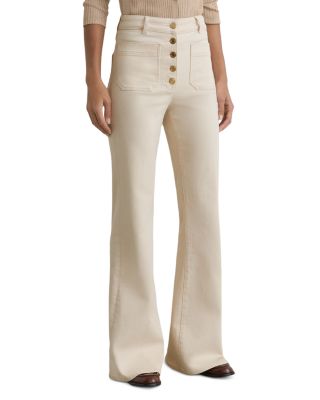 Cali Mid Rise Flare Leg Jeans in Ecru