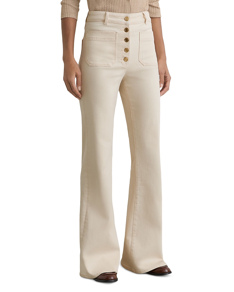 Reiss Cali Mid Rise Flare Leg Jeans in Ecru