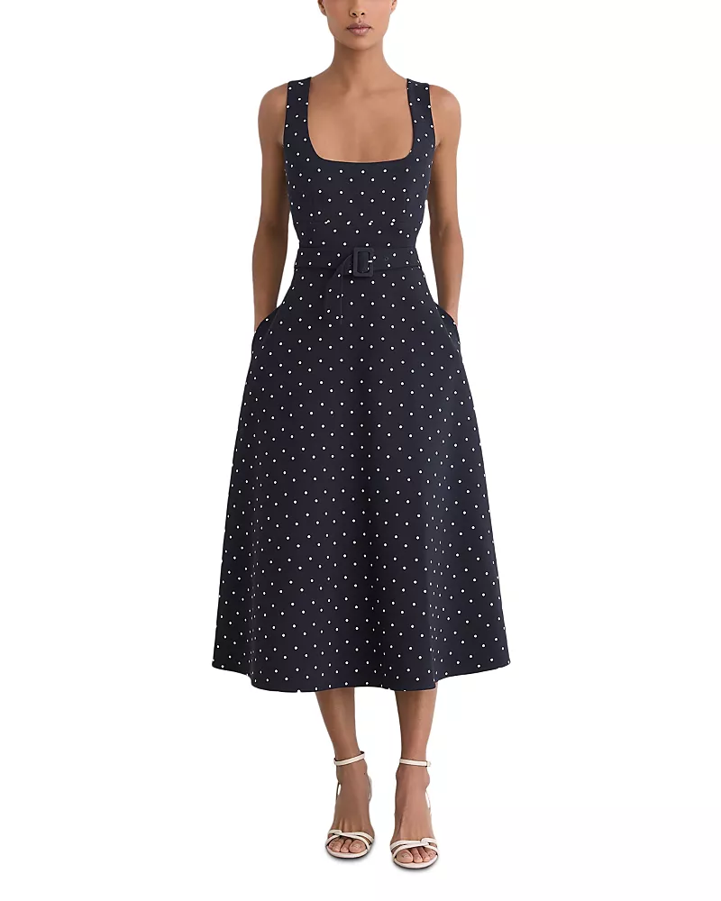 Reiss Structured Orielle Polka Dot Dress