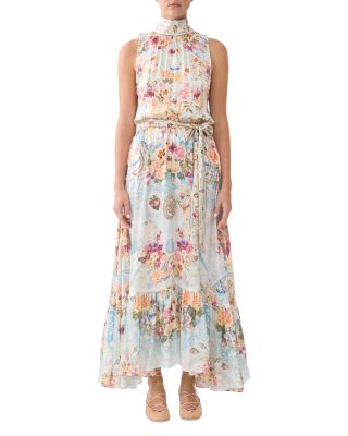 Silk Tie Neck Maxi Dress