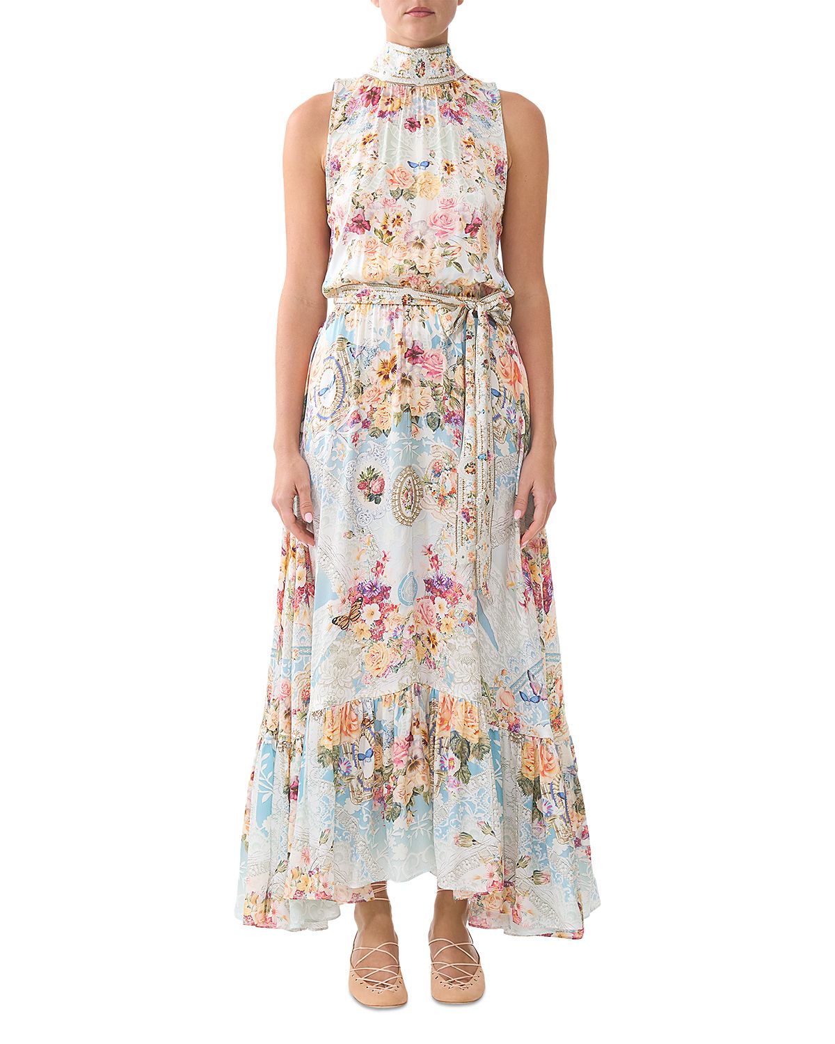 Camilla Silk Tie Neck Maxi Dress