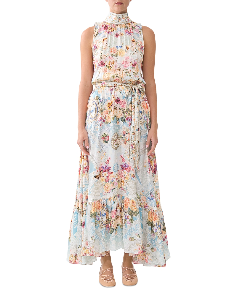 Camilla Silk Tie Neck Maxi Dress