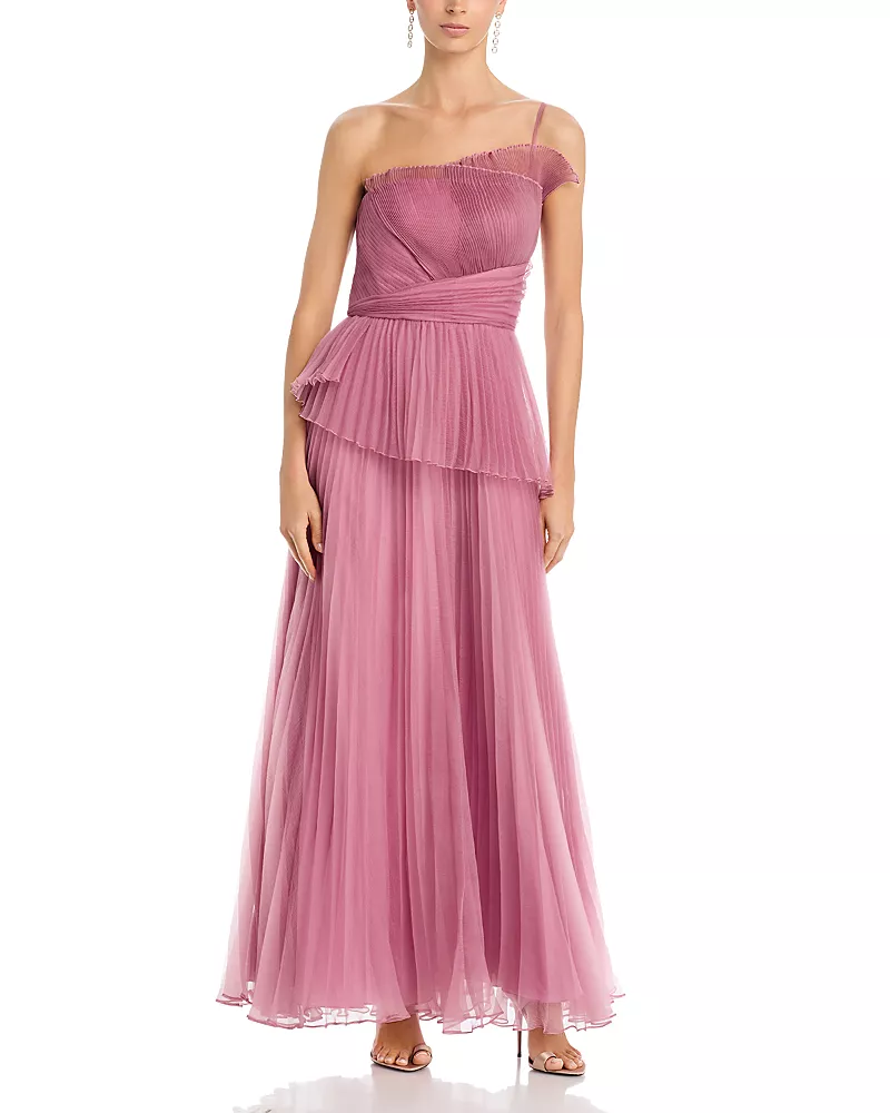 Theia Delphine Pleated Organza Gown