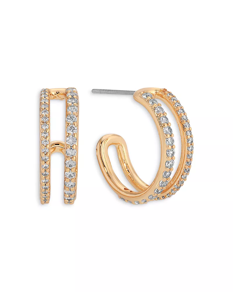Ettika Double Up Crystal Hoop Earrings