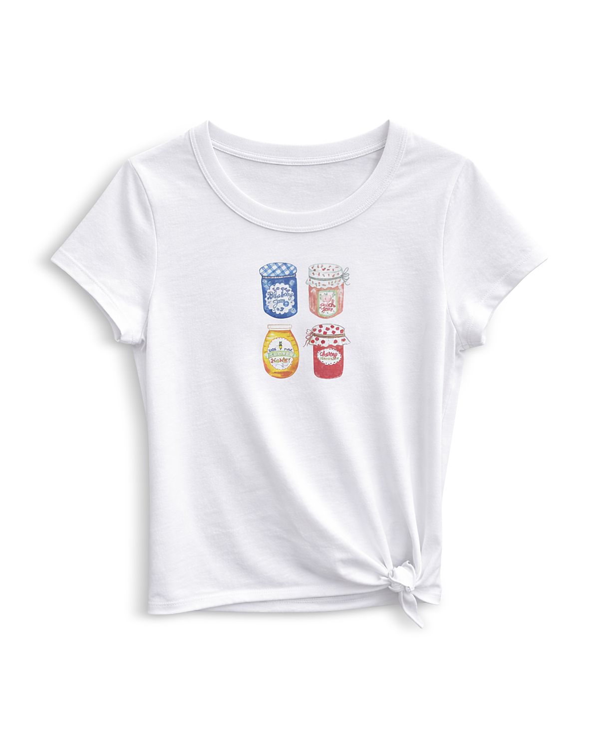 KatieJnyc Girls' Tween Jam Jar Graphic Knotted Tee - Big Kid