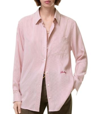  Relaxed Fit Striped Silk Shirt