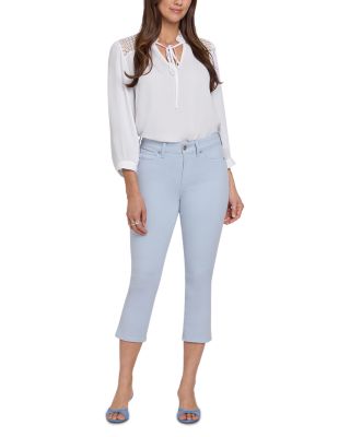 Chloe High Rise Capri Side Slit Jeans in Blue Clover