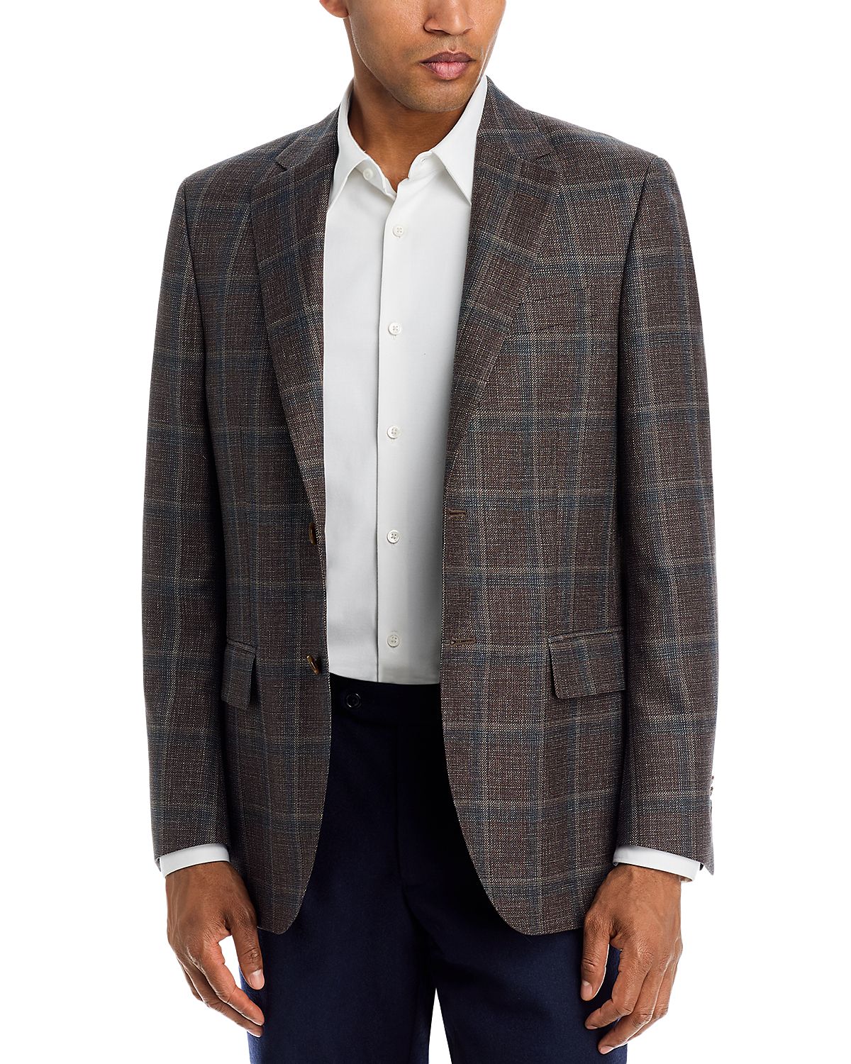 Peter Millar Flynn Classic Fit Hopsack Plaid Sport Coat