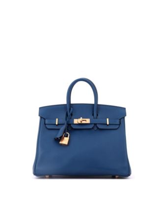 Birkin 25 Handbag Blue Swift with Gold Hardware