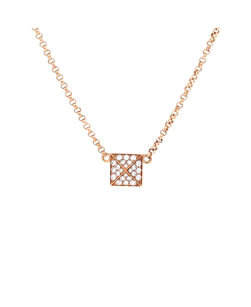 Pre-Owned Hermes Small Clou d'H Pendant Necklace 18K Rose Gold with Diamonds, 15.75