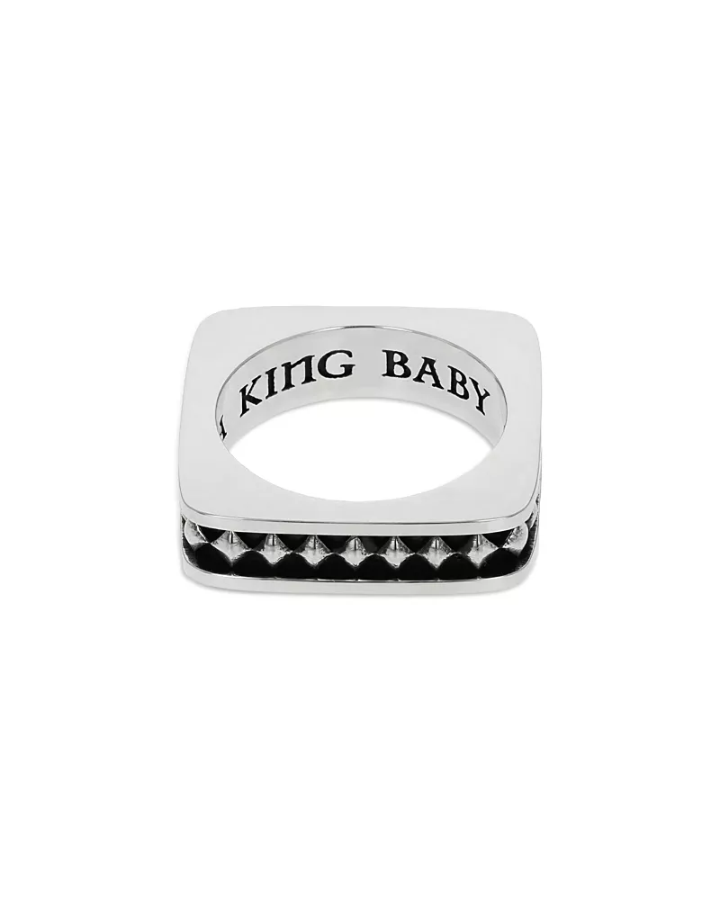 King Baby Studio Sterling Silver High Roller Club Diamond Suit Square Stack Ring