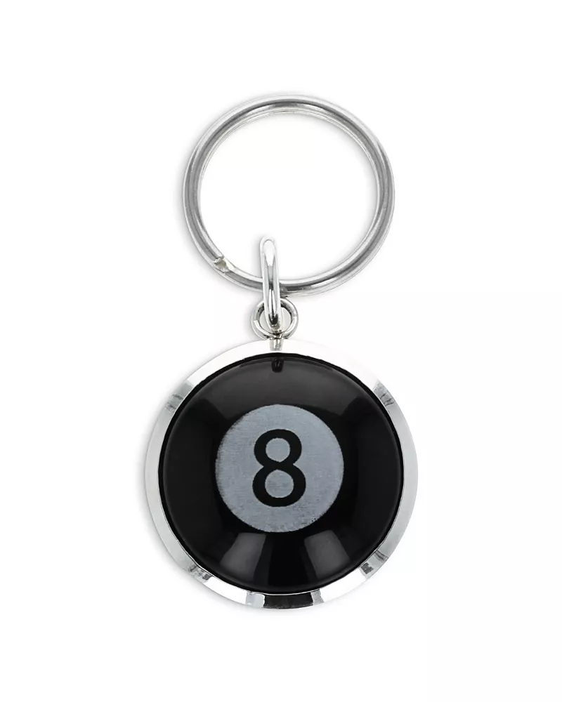 King Baby Studio Sterling Silver High Roller Club Etched Onyx Eight Ball Key Chain