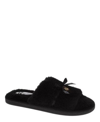 Women's Bow-Accent Fuzzy Slippers