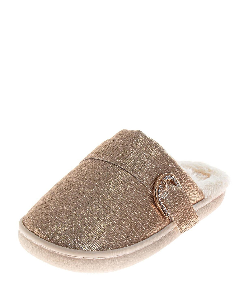 Badgley Mischka Women's Glitter Rhinestone Buckle Slippers