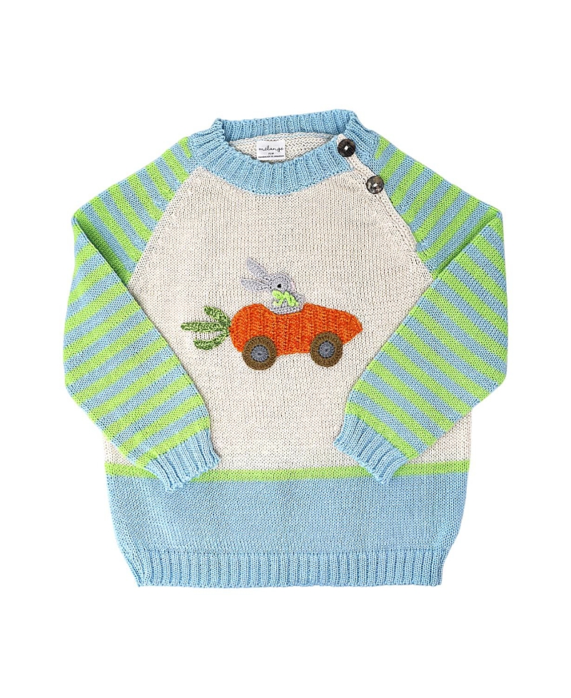Melange Collection Boys' Knit Carrot Car Easter Sweater - Baby, Little Kid
