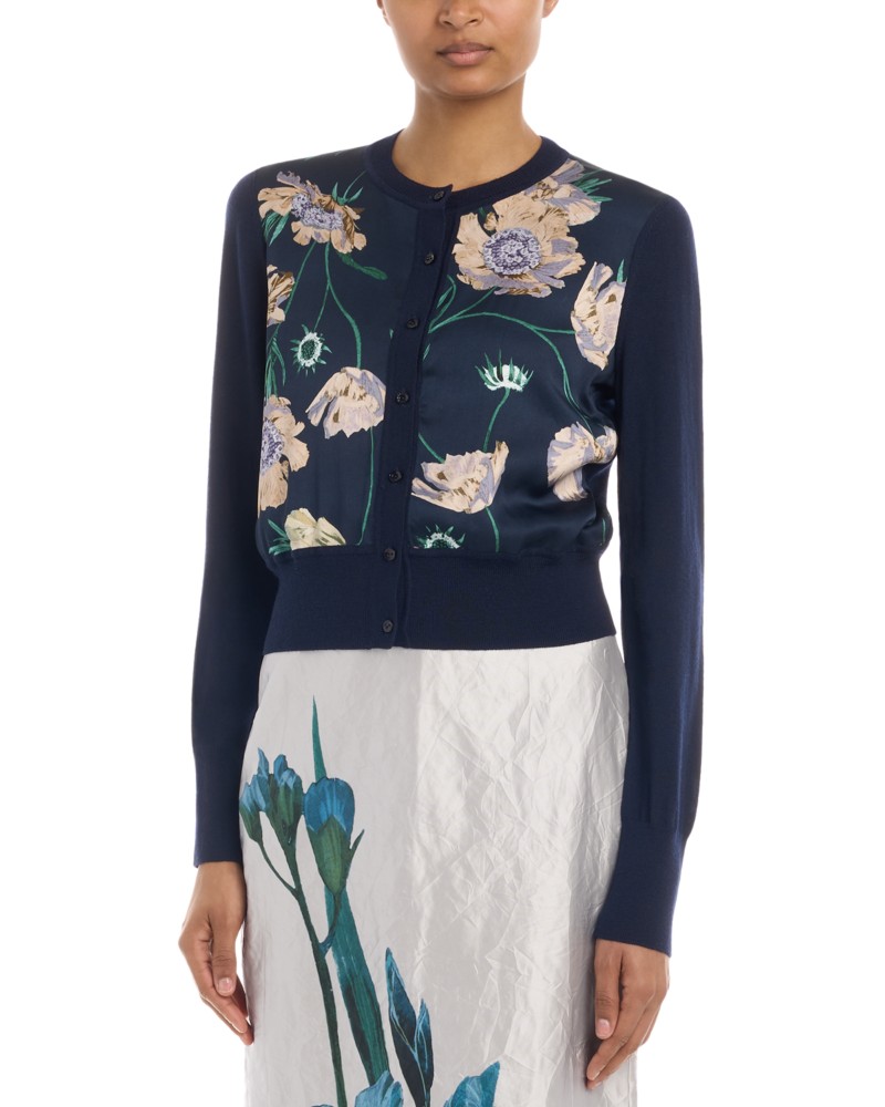 Erdem Cropped Wool Cardigan in Bella Epoque Navy