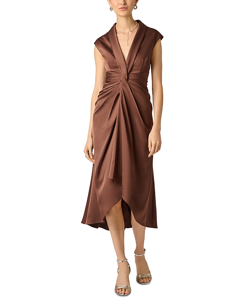 Aidan Mattox Pleated A Line Midi Dress