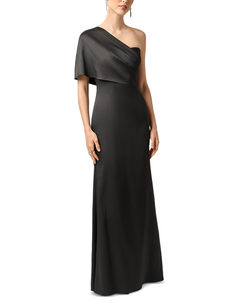 Aidan Mattox Stretch Mikado One Shoulder Dress